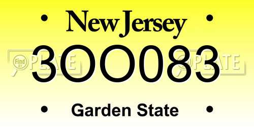 3OO083 New Jersey License Plate