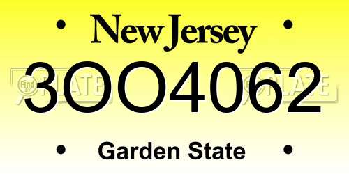 3OO4062 New Jersey License Plate