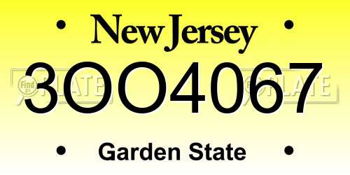 3OO4067 New Jersey License Plate