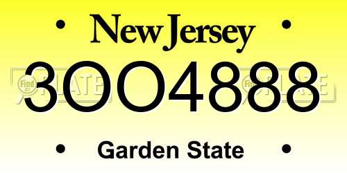 3OO4888 New Jersey License Plate