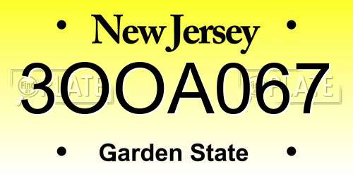 3OOA067 New Jersey License Plate