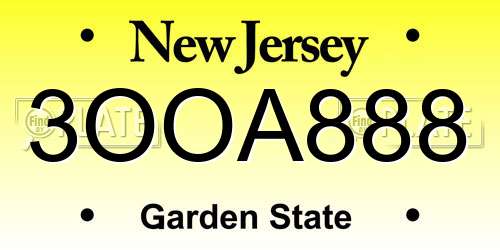 3OOA888 New Jersey License Plate