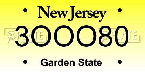 3OOO80 New Jersey License Plate