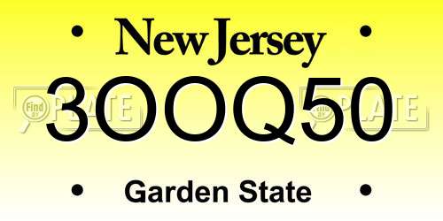 3OOQ50 New Jersey License Plate