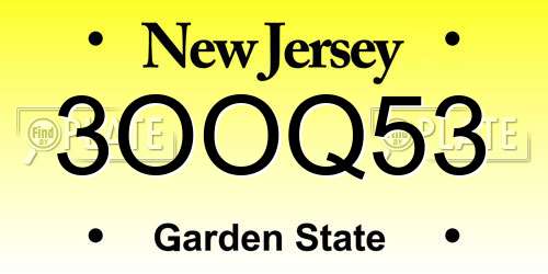 3OOQ53 New Jersey License Plate