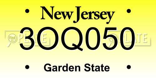 3OQ050 New Jersey License Plate