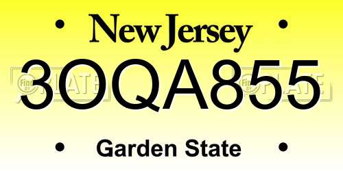 3OQA855 New Jersey License Plate
