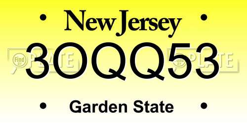 3OQQ53 New Jersey License Plate