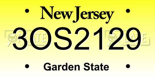 3OS2129 New Jersey License Plate