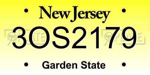 3OS2179 New Jersey License Plate