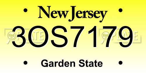 3OS7179 New Jersey License Plate