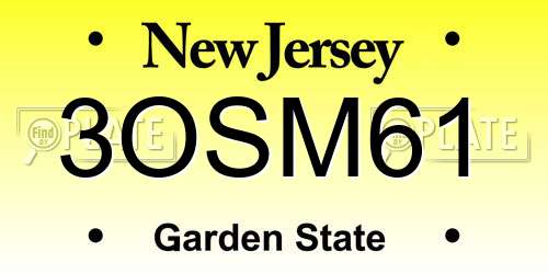 3OSM61 New Jersey License Plate