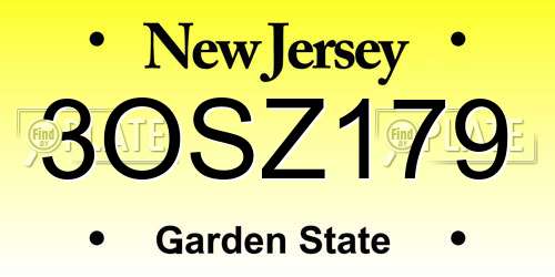 3OSZ179 New Jersey License Plate