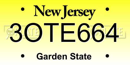 3OTE664 New Jersey License Plate