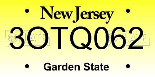 3OTQ062 New Jersey License Plate