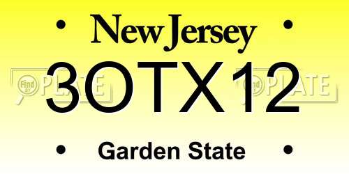 3OTX12 New Jersey License Plate