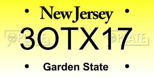 3OTX17 New Jersey License Plate