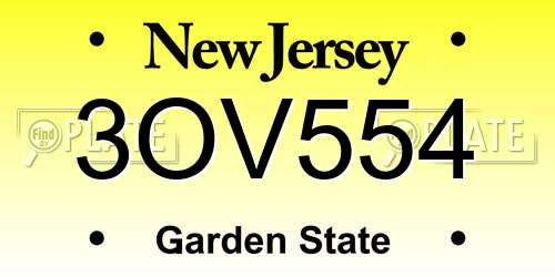 3OV554 New Jersey License Plate