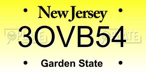 3OVB54 New Jersey License Plate
