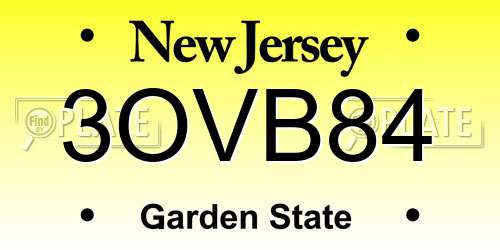 3OVB84 New Jersey License Plate