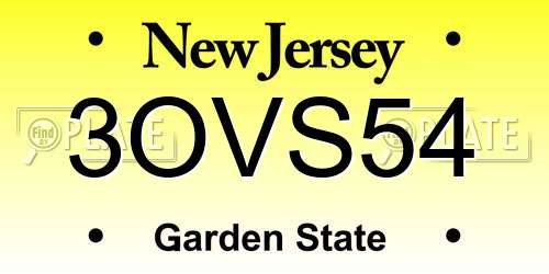 3OVS54 New Jersey License Plate