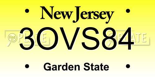 3OVS84 New Jersey License Plate