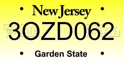 3OZD062 New Jersey License Plate