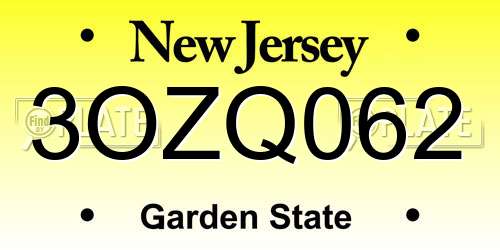 3OZQ062 New Jersey License Plate