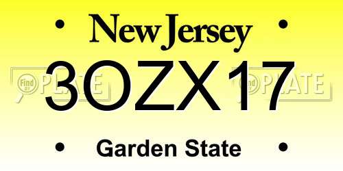 3OZX17 New Jersey License Plate