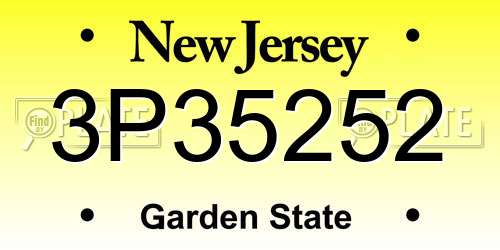 3P35252 New Jersey License Plate
