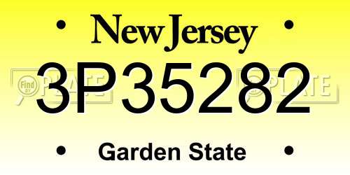 3P35282 New Jersey License Plate