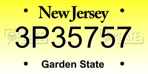 3P35757 New Jersey License Plate