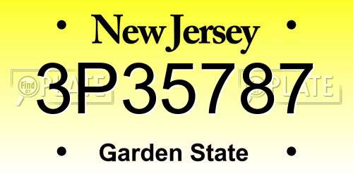 3P35787 New Jersey License Plate