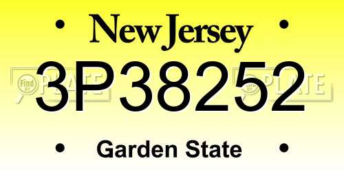 3P38252 New Jersey License Plate