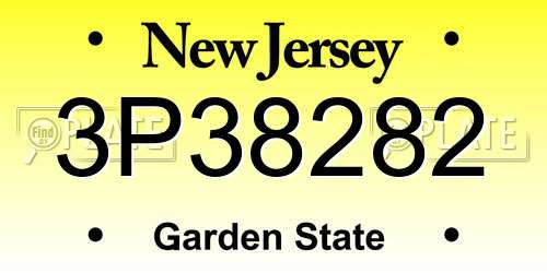 3P38282 New Jersey License Plate