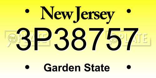 3P38757 New Jersey License Plate