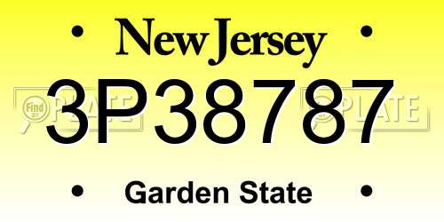 3P38787 New Jersey License Plate