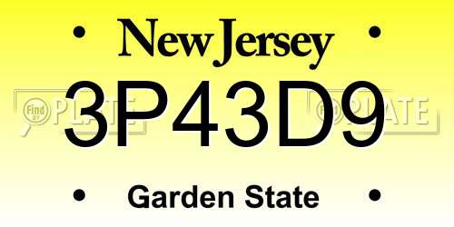 3P43D9 New Jersey License Plate