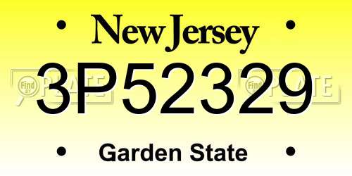 3P52329 New Jersey License Plate