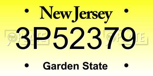 3P52379 New Jersey License Plate