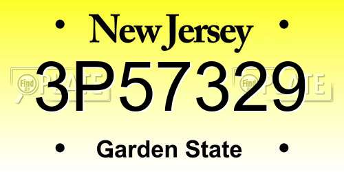 3P57329 New Jersey License Plate