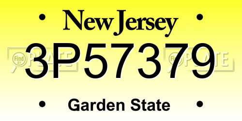 3P57379 New Jersey License Plate