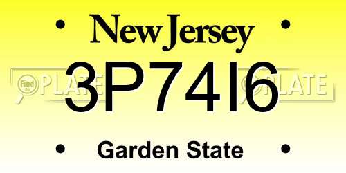 3P74I6 New Jersey License Plate
