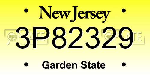 3P82329 New Jersey License Plate