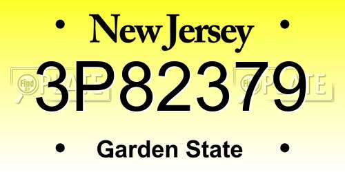 3P82379 New Jersey License Plate