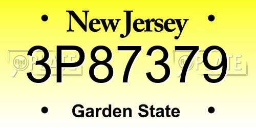 3P87379 New Jersey License Plate