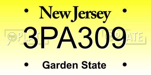 3PA309 New Jersey License Plate
