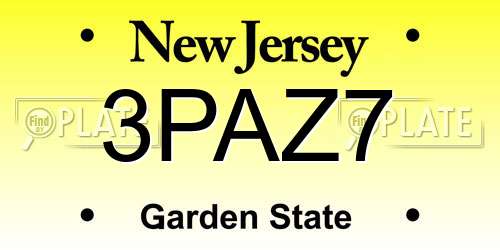 3PAZ7 New Jersey License Plate
