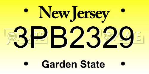3PB2329 New Jersey License Plate