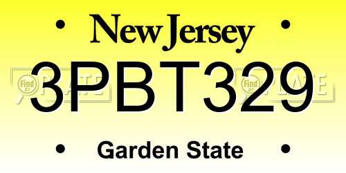3PBT329 New Jersey License Plate